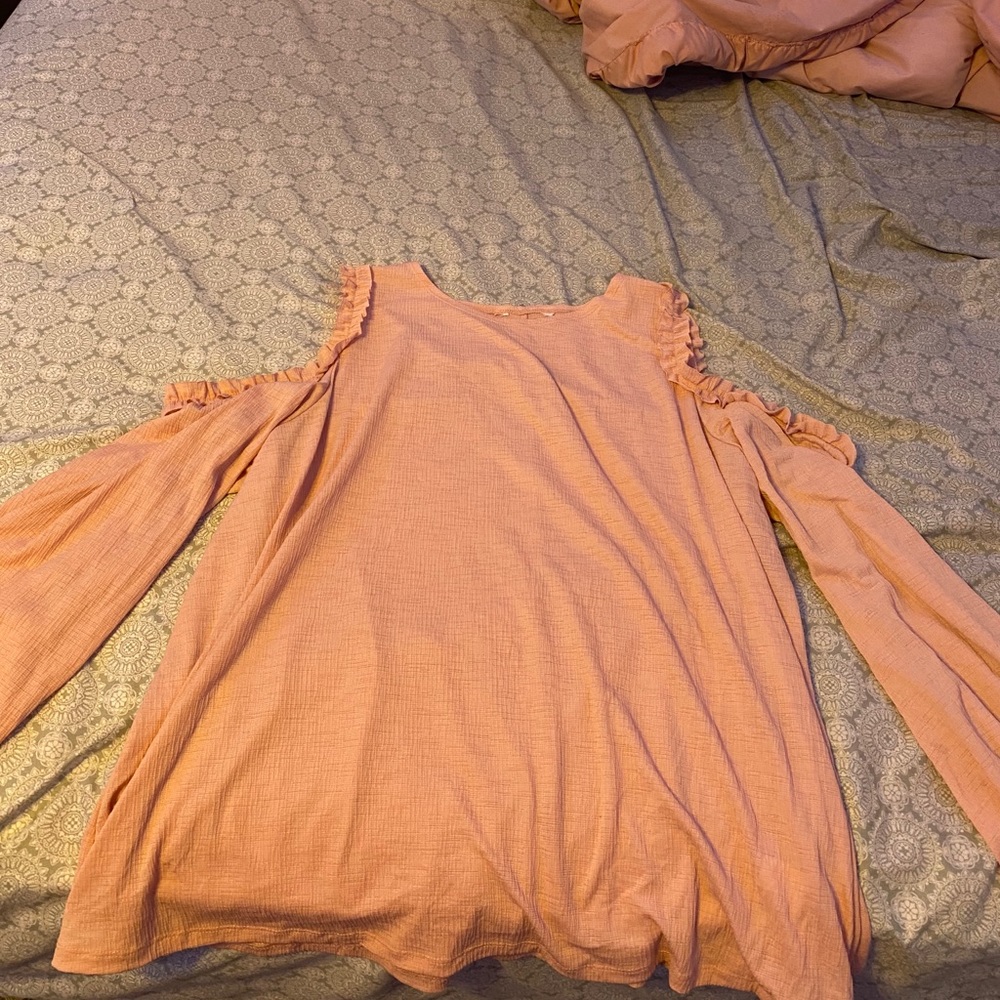 Pink cold shoulder blouse